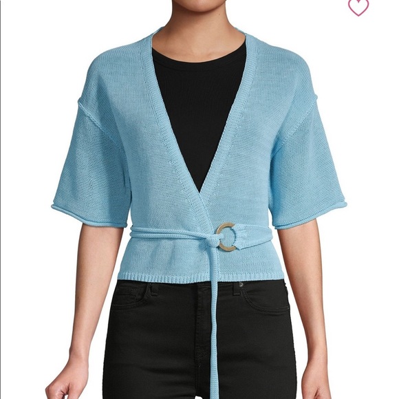 Free People Sweaters - Free people Clear Day crop‎per belted wrap short sleeve cardigan Small NEW